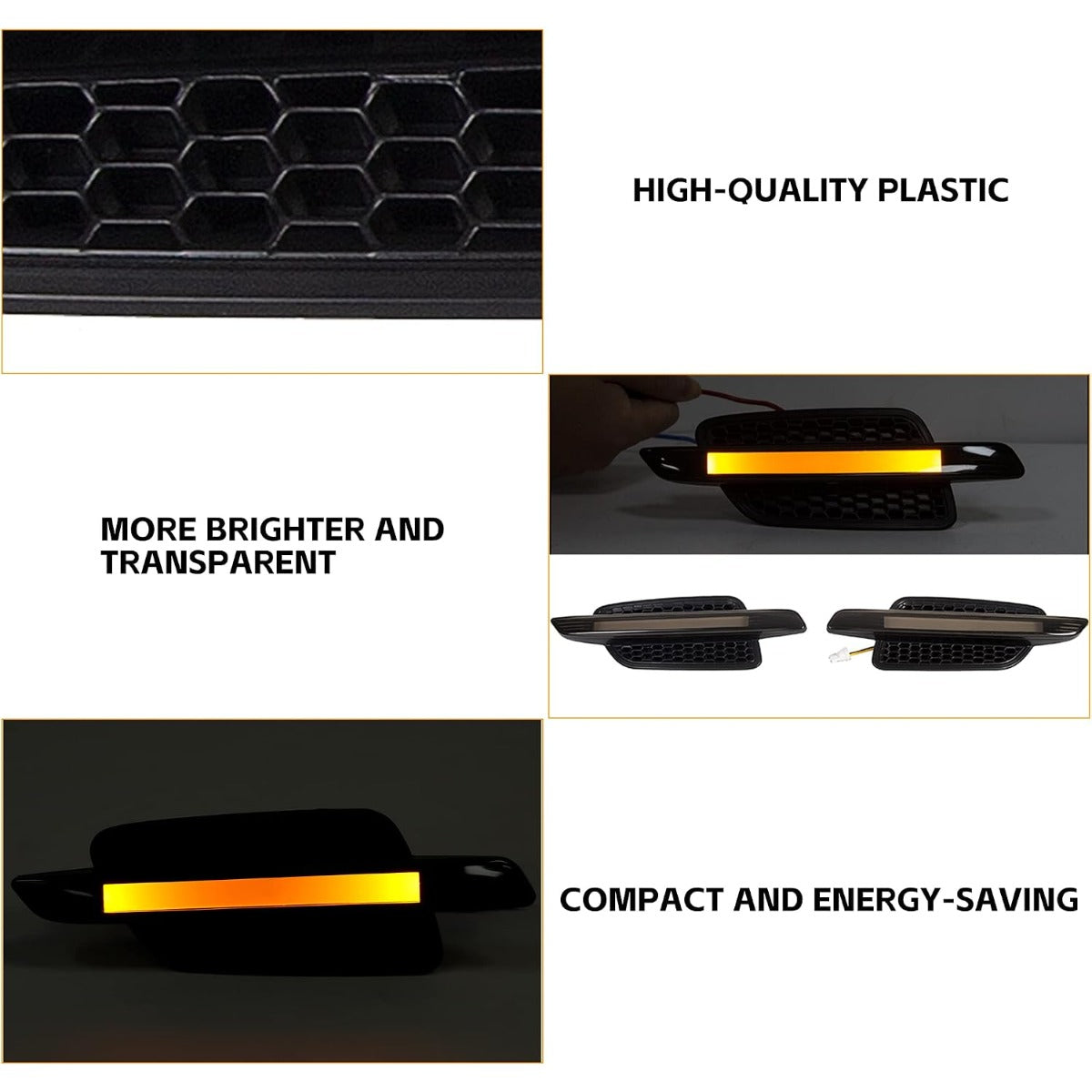 ECOTRIC Front Fender Side Marker Lights Compatible with 2008 2009 Pontiac G8 Turn Signal Light Amber Led Smoked Lens 2 Pcs