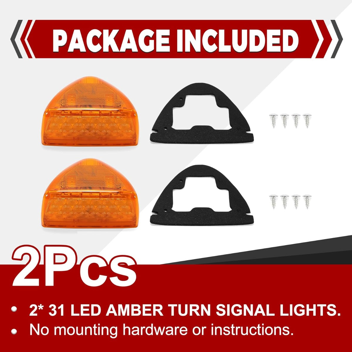HECASA Turn Signal Light Compatible with Peterbilt 357/365/378/379/359 Amber Lens 31 LED Headlight Marker Light Running Light 2Pcs