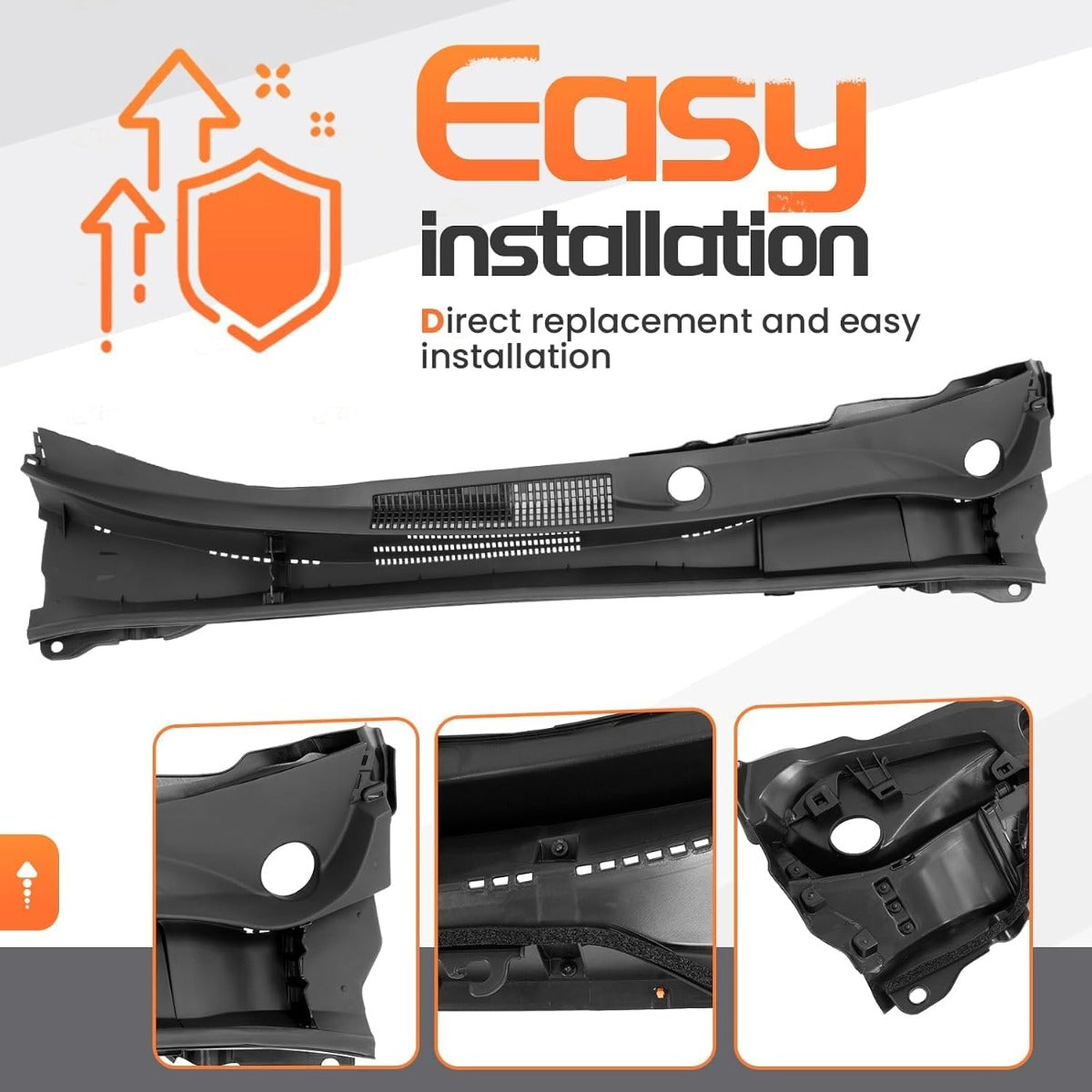 Windshield Wiper Cowl Panel Top Cover Compatible with 2019-2022 Toyota Corolla Without hybrid Replacement for 5570802740 Air Inlet Window Cover Cowl Vent Molding Grille Panel Hood