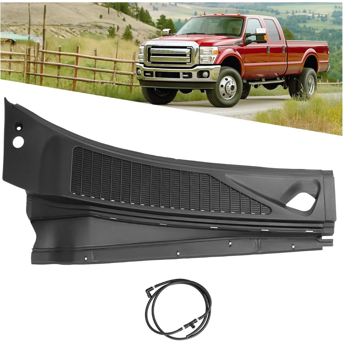Windshield Wiper Cowl Panel Grille Compatible with 2007-2010 Ford F250 F350 Super Duty Replacement for 7C3Z-25022A68-AA Front Window Cover Insert Panel Right