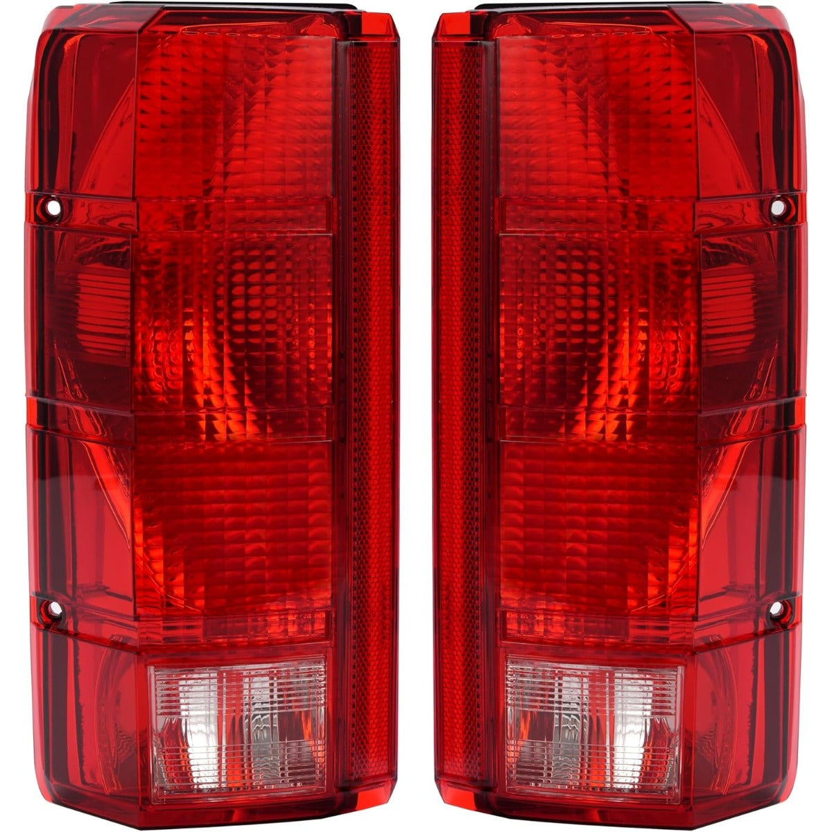 HECASA Pair Tail Light Compatible with 1980-1986 Ford F-150 F-250 F-350 Bronco F-100 Halogen Brake Lamp Taillight Replacement for E4TZ13405B FO2800103 E4TZ13404B FO2801102 Red White Lens Black Housing