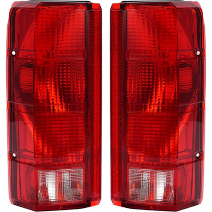 HECASA Pair Tail Light Compatible with 1980-1986 Ford F-150 F-250 F-350 Bronco F-100 Halogen Brake Lamp Taillight Replacement for E4TZ13405B FO2800103 E4TZ13404B FO2801102 Red White Lens Black Housing