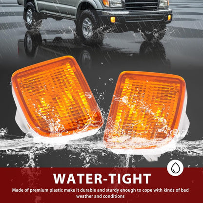 HECASA Pair Turn Signal Lights w/Bulb Compatible with 1998 1999 2000 Toyota Tacoma, Front Turn Signal Lamp Assembly Driver and Passenger Side Replacement for TO2530128 TO2531128, Amber Lens