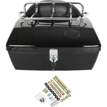 Universal Motorcycle Trunk Luggage Storage Box & Hard Saddle Bags Saddlebags w/Mounting Kit Compatible with Harley Davidson Honda Yamaha Suzuki Kawasaki Cruiser Shadow Vulcan - 2 Packages DMYS-B+GA-B