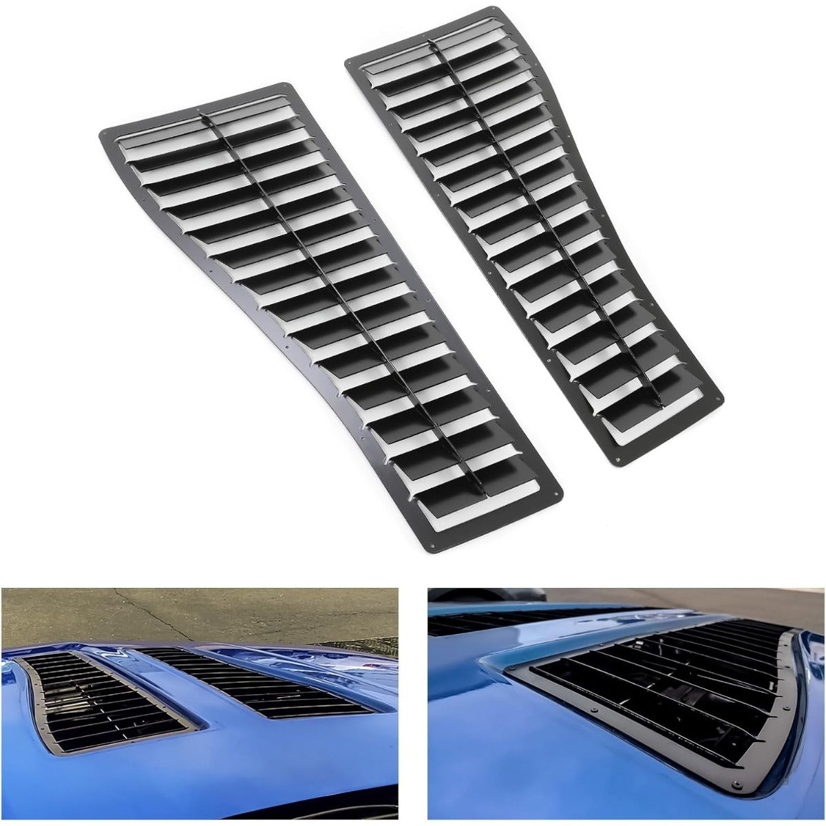 Steel Hood Louver Inserts Hood Scoop Compatible with 1985-1990 Chevy Chevrolet Camaro Z28 IROC-Z IROC Vented Heat Extractor Steel Black Powder Coated