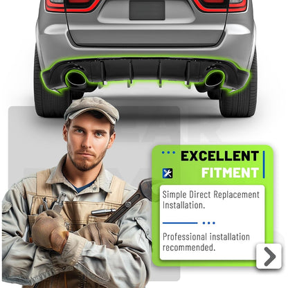 Rear Bumper Diffuser Compatible with 2011-2022 Dodge Durango R/T SRT Rear Lower Bumper Lip Splitter Valance Bumper Spoiler Painted Gloss Black