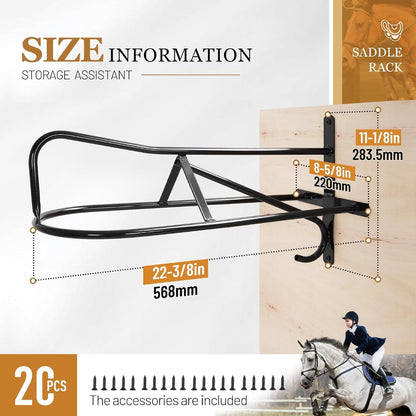 4Pcs Saddle Rack Wall Mounted 22.3 x 11.1 x 8.6 Inch for Horse | Enthusiast, Heavy-Duty Saddle Rack Stand for English and Western Style Saddle Pad Rack, Horse Tack Storage