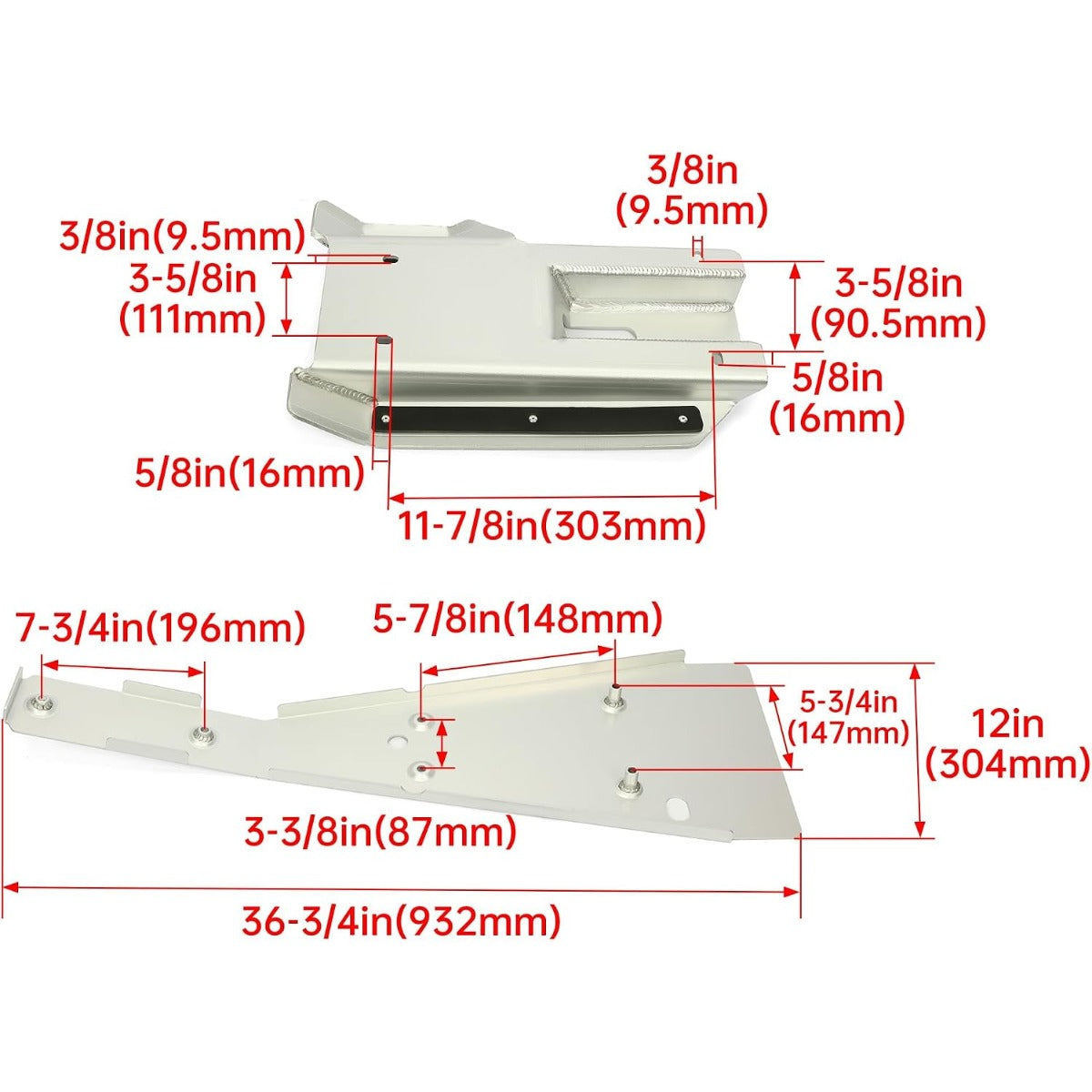 Aluminum Full Chassis Glide Frame & Swing Arm Skid Plate Guard Compatible with 1999-2014 Honda TRX 400X / 400EX