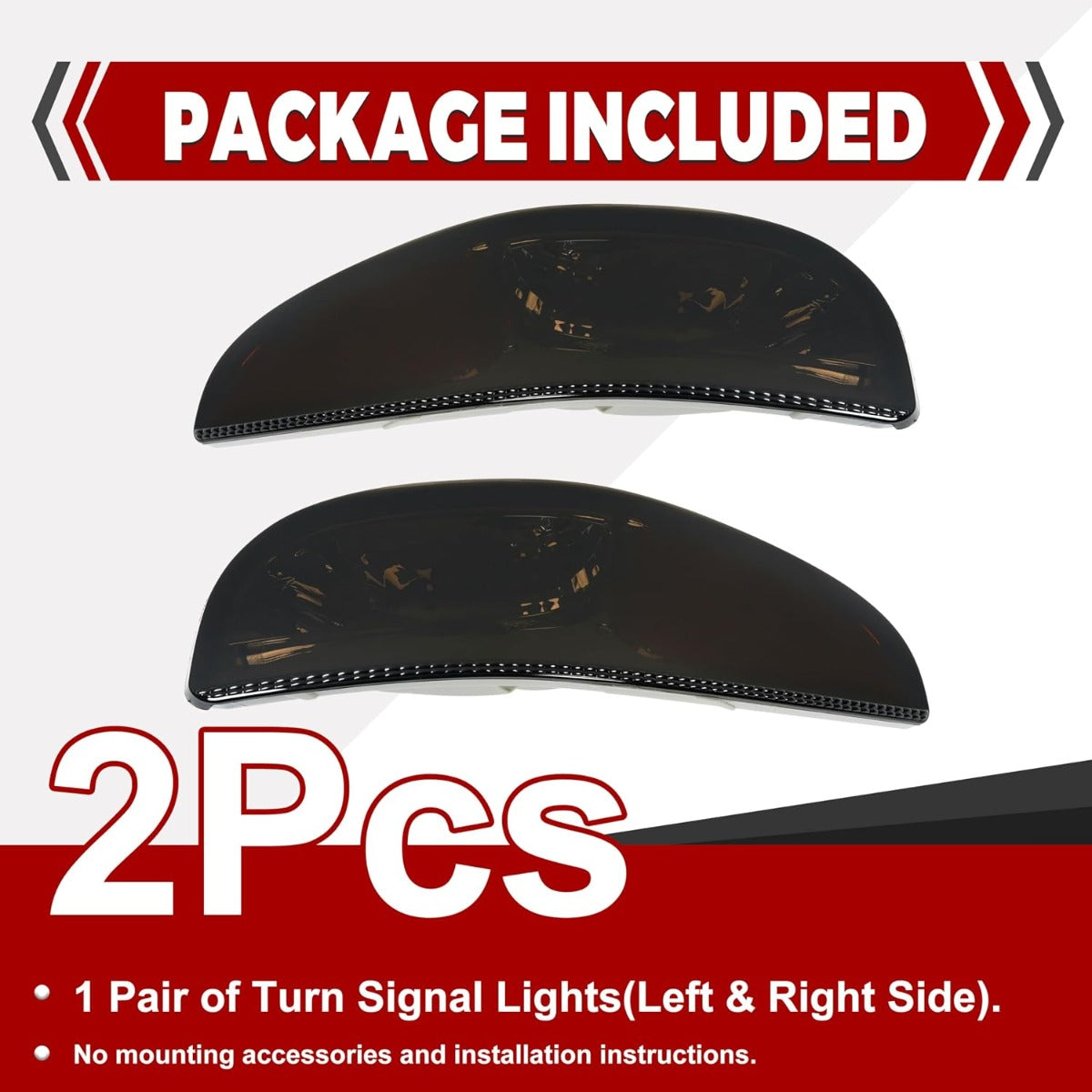 HECASA Pair Turn Signal Lights Compatible with 1997-2004 Chevy Chevrolet Corvette C5, Front Bumper Signal Lamps Replacement for GM2520186 GM2521186, Smoke Lens Chrome Housing Driver&Passenger Side