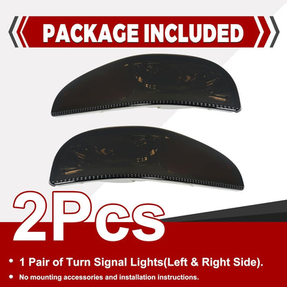 HECASA Pair Turn Signal Lights Compatible with 1997-2004 Chevy Chevrolet Corvette C5, Front Bumper Signal Lamps Replacement for GM2520186 GM2521186, Smoke Lens Chrome Housing Driver&Passenger Side