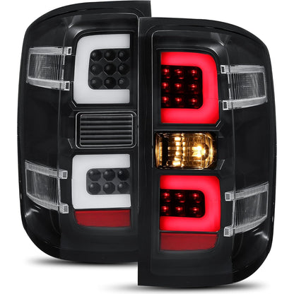 HECASA LED Tail Lights Compatible with 2014-2018 Silverado 1500 2500HD 3500HD Replacement for 23141274 23141275 Left & Right Clear Lens Black Housing