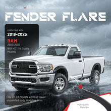 10Pcs Fender Flares Compatible with 2019-2025 Ram 2500 3500 | 22-23 Models w/o Lower Body Cladding Trim Plastic(PP) Wheel Arch Covers Textured Black