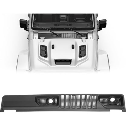 HECASA Front Windshield Wiper Cowl Panel Cover Compatible with 2018-2024 Jeep Wrangler 2020-2024 Jeep Gladiator Replacement for 68307260AC Window Wiper Cowl Panel Cover Vent Grille Plastic Black