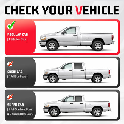 Side Steps Compatible with 2002-2008 Dodge Ram 1500 2500 Regular Cab Running Boards Step Bars Steel+Plastic Powder Coated+Textured Black