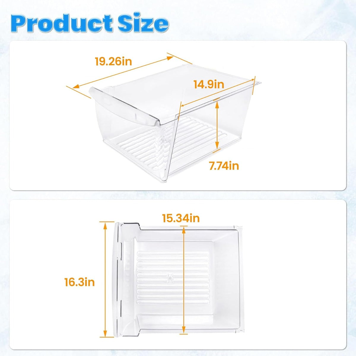 KUAFU 240351061 Crisper Pan Drawer Compatible with Frigidaire Refrigerator Freezer AP4424911 240351005 240351062 Plastic (PC) Replacement Only Clear