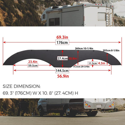 RV Fender Skirt Replacement Tandem Trailer for RVs Campers and Trailers - Black LYAP-472-1