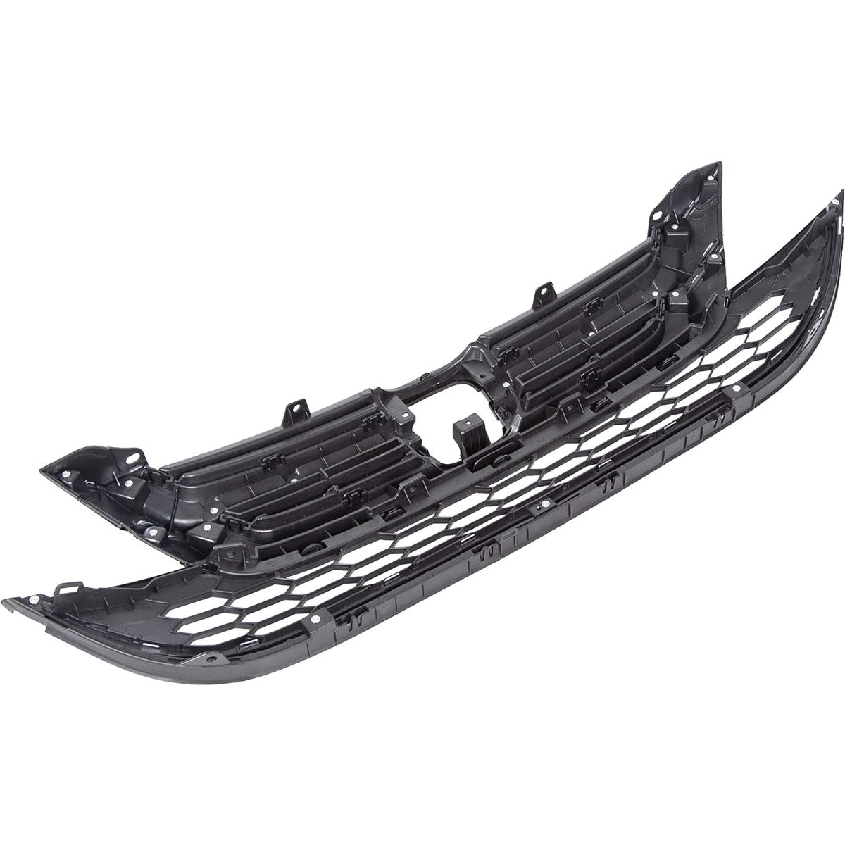 Front Upper Bumper Hood Grill & Lower Mesh Chrome Grille Compatible with 2010-2011 Honda CRV CR-V