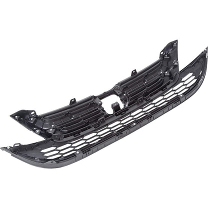 Front Upper Bumper Hood Grill & Lower Mesh Chrome Grille Compatible with 2010-2011 Honda CRV CR-V