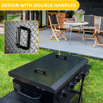 Griddle Hard Top Lid Black Grill Cover with Handle Outdoor Home BBQ Hood for 36" Front or Rear Grease Griddle 36 Inch