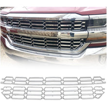 Grille Overlay Cover Inserts Compatible with 2016-2018 Chevy Chevrolet Silverado 1500 Front Bumper Upper Grille Cover Overlay Guard Chrome Silver