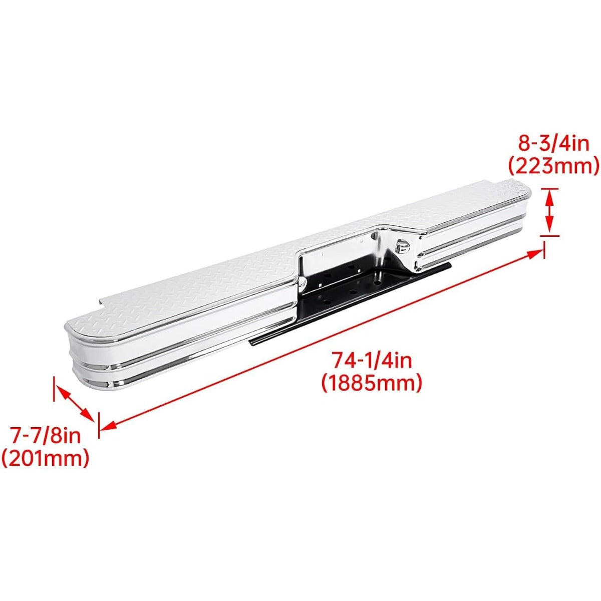 KUAFU Rear Bumper Compatible with 1967-1991 C/K Fleetside 1978-1985 Ram charger 1978-1998 Ford Bronco F250 F350HD Styleside (Compatible with 21000 Fey vehicle specific mounting kit)