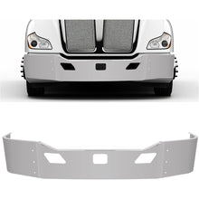 Front Bumper Assembly Compatible with 2011-2022 Kenworth T680 w/Two Tow &Custom Radar Sensor Cut-out w/Brackets 3PCs Steel Chrome Silvery