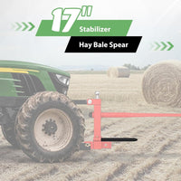 Load image into Gallery viewer, 17&quot; Hay Bale Spear Stabilizer for Skid Steer Mount Plate Tractors Loaders Hay Bale Forks Spike Attachment Black Powder Coated Pair 3,000 lb
