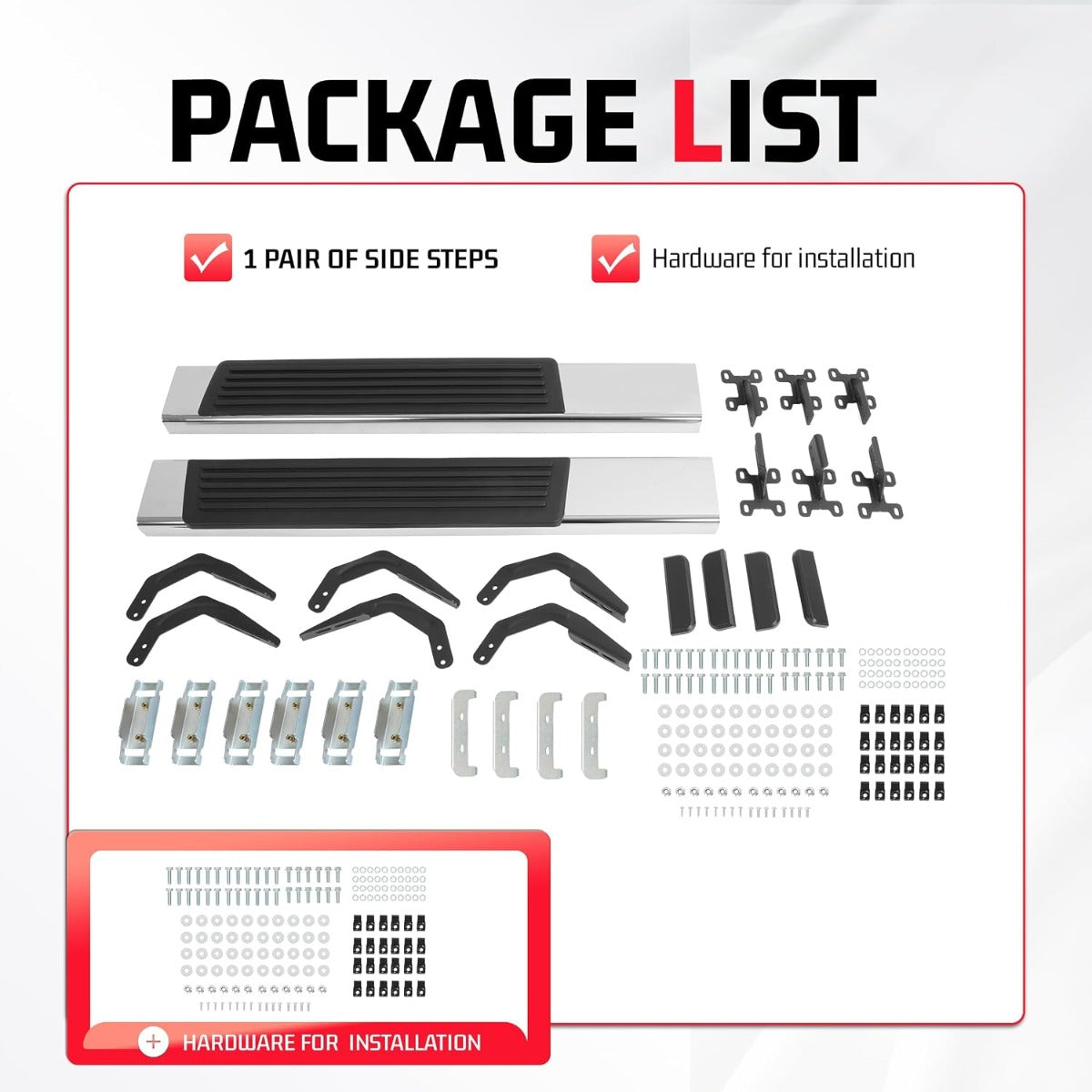 Side Steps Compatible with 1999-2016 Ford F-250 F-350 F-450 Super Duty Regular Cab Running Boards Nerf Bars 304 Stainless Steel+Steel+Plastic Silvery+Black