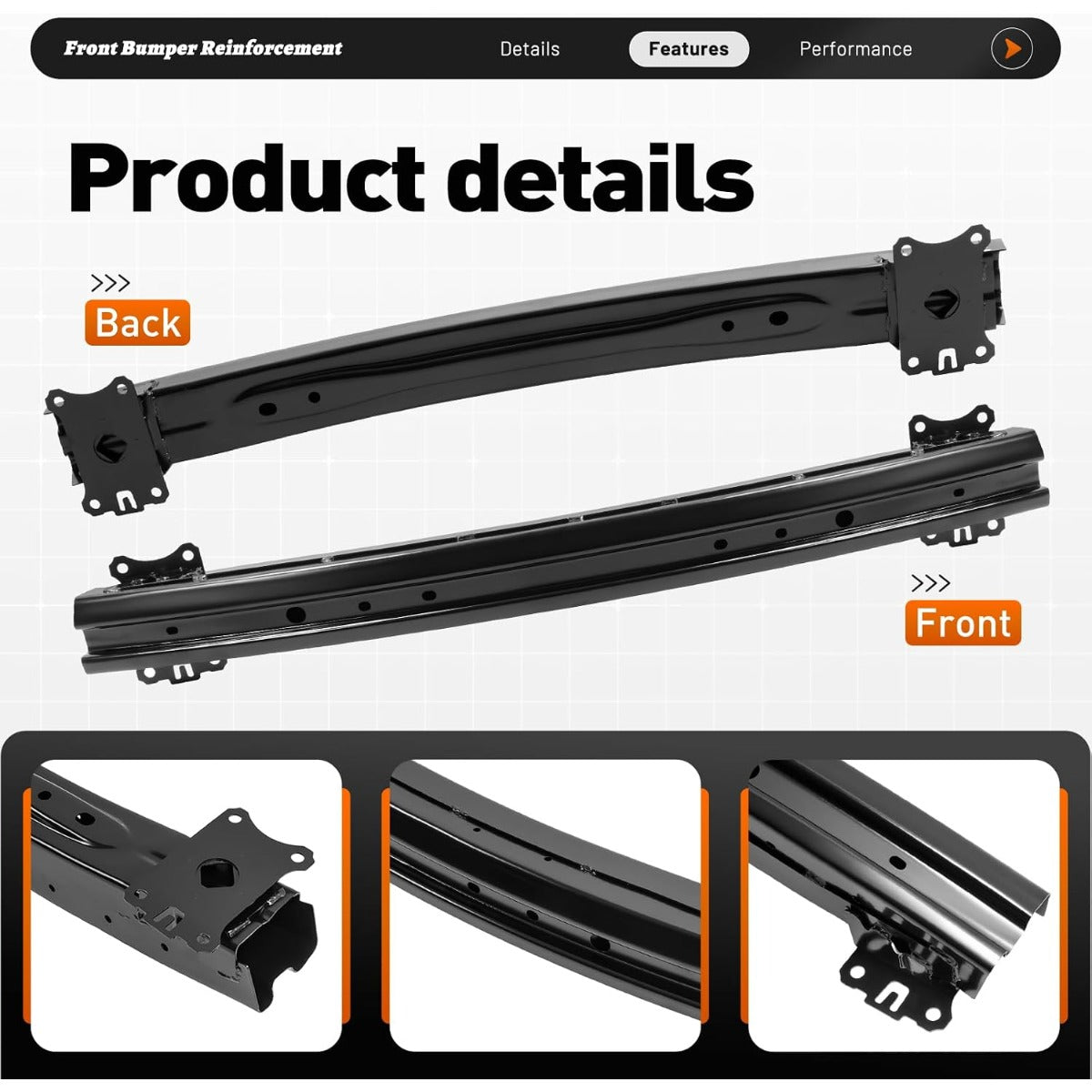 ALMULOO Front Bumper Reinforcement Compatible with 2009-2013 Subaru Forester Replacement for SU1006144 57711SC0109P Steel Electrophoresis Primed Black