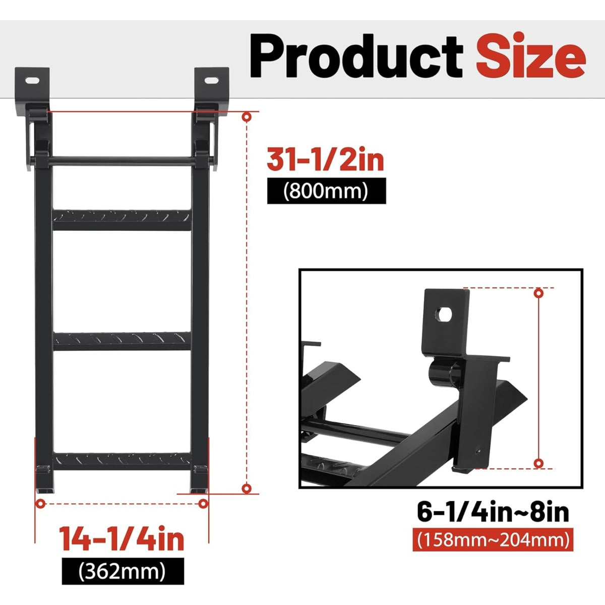 3-Rung Truck Retractable Step, 14-1/4in x 31-1/2in, Universal Fit Most Truck Tractor Trailer,Textured Surface Non-Slip Treads Heavy-Duty Steel