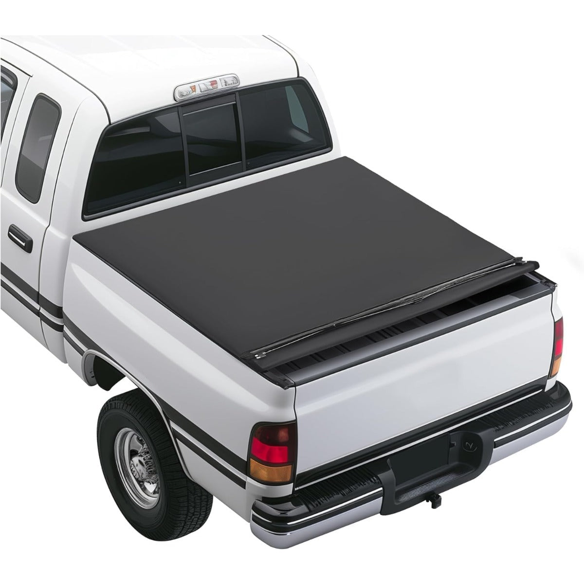Soft Roll-Up 6.5ft Tonneau Cover Compatible with 1994-2002 Dodge Ram 1500 2500 3500 with 6.5' Bed Truck Fits Fleetside Styleside Models Only Trunk Bed Cover Black Powder Coated