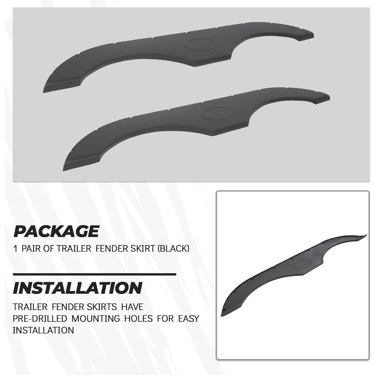RV Fender Skirt Replacement Tandem Trailer for RVs Campers and Trailers - Black LYAP-472-1