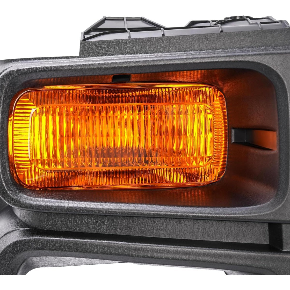 HECASA Right Headlight Bezel w/Turn Signal Light Compatible with 2008-2019 Ford E150/E250/E350 Super Duty Headlamp Cover Door Bezel Trim Yellow Lens Black Bezel Passenger Side