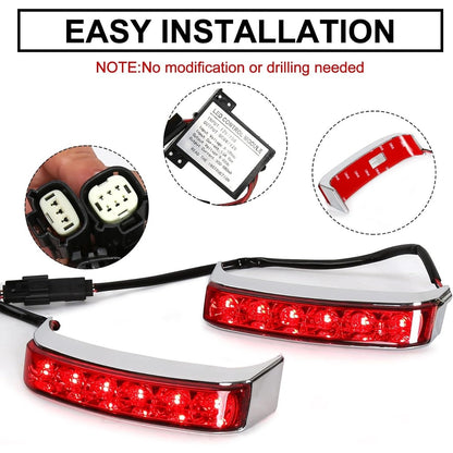 ECOTRIC LED Saddlebag Brake Running Turn Signal Lights Compatible with Harley Touring 2014-2024 Street Glide Road Glide Road King Electra Glide Tail Light Lamp (Chrome Housing Red Lens)