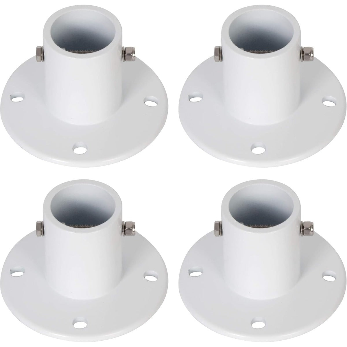 HECASA Deck Anchor Flange Cast Above Ground Pool Ladders Handrails or Slide | 1 7/8" Inch Diameter of 1.9" Aluminum White (4PC)