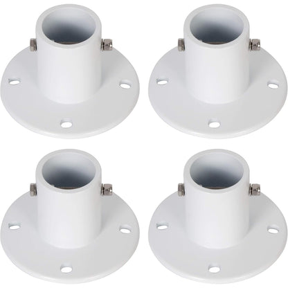 HECASA Deck Anchor Flange Cast Above Ground Pool Ladders Handrails or Slide | 1 7/8" Inch Diameter of 1.9" Aluminum White (4PC)