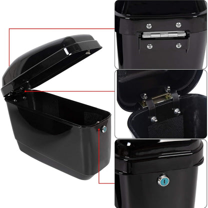 Universal Motorcycle Trunk Luggage Storage Box & Hard Saddle Bags Saddlebags w/Mounting Kit Compatible with Harley Davidson Honda Yamaha Suzuki Kawasaki Cruiser Shadow Vulcan - 2 Packages DMYS-B+GA-B