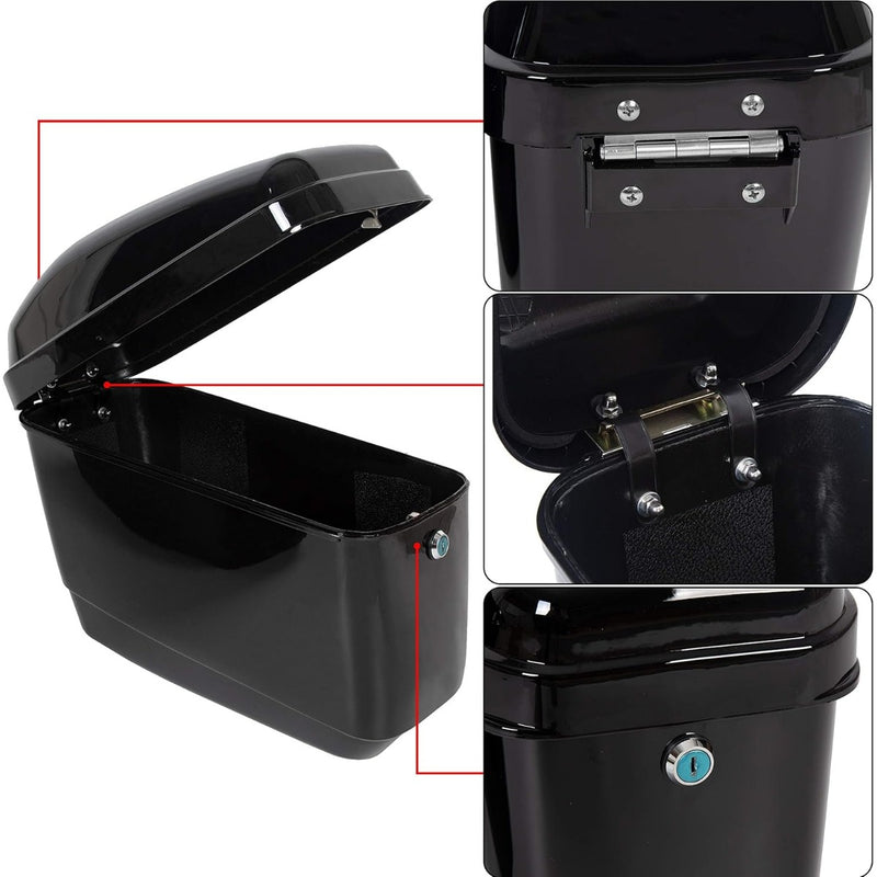 Universal Motorcycle Trunk Luggage Storage Box & Hard Saddle Bags Saddlebags w/Mounting Kit Compatible with Harley Davidson Honda Yamaha Suzuki Kawasaki Cruiser Shadow Vulcan - 2 Packages DMYS-B+GA-B