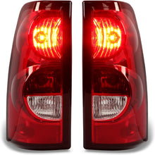 Tail Lights Compatible with 2003-2006 Chevy Silverado 1500 2500 3500 & 2007 Classic Body Rear Lamp Set w/Bulb and Harness Replacement for GM2800174 GM2801174 (Red/Clear Lens + Chrome Housing)