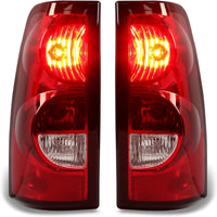 Load image into Gallery viewer, HECASA Tail Lights Compatible with 2003-2006 Chevy Silverado 1500 2500 3500 &amp; 2007 Classic Body Rear Lamp Set w/Bulb and Harness Replacement for GM2800174 GM2801174 (Red/Clear Lens + Chrome Housing)

