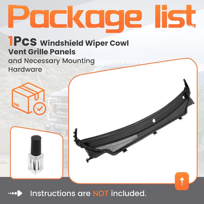 Windshield Wiper Cowl Panel Compatible with 2011-2015 Jeep Grand Cherokee, Air Inlet Window Cover Cowl Top Panel 55079197AH CH1271101 Black Plastic PP