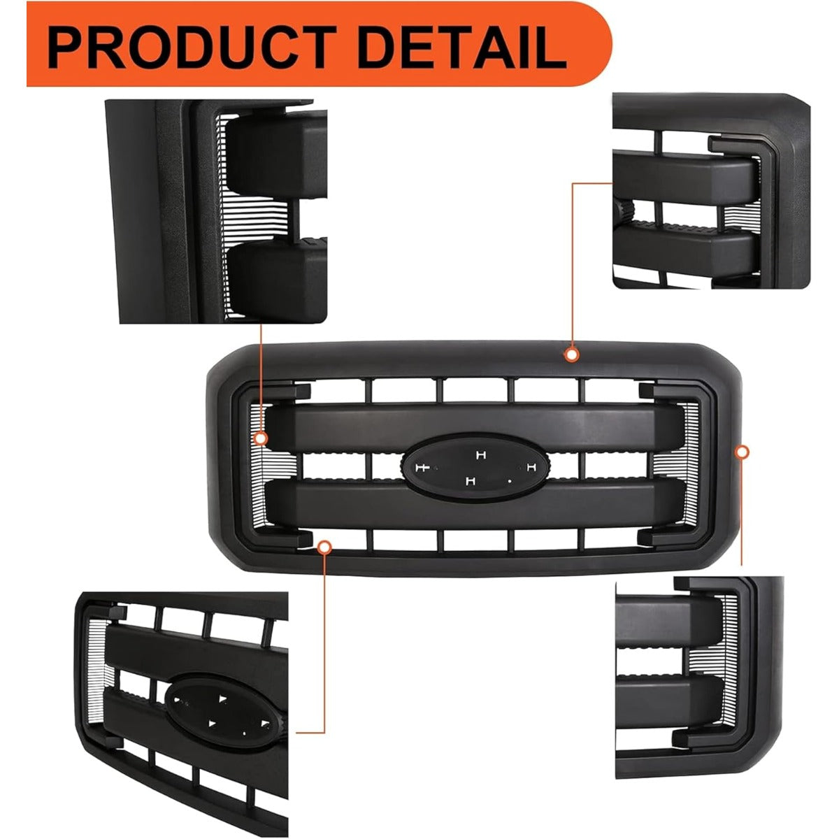 Front Radiator Grill Hood Grille Fit for 2011-2016 Ford F250 F350 F450 F550 Super Duty Black Replace for BC3Z8200AA BC3Z8200G BC3Z-8200-G (Without Center Emblem) LYAP-264-1S