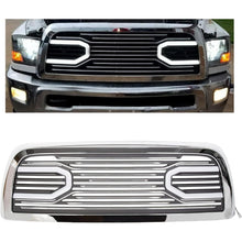 Front Bumper Grill w/LED Tube Compatible with 2010-2018 Ram 2500/3500/4500 Big Horn Hood Grille Replacement Shell Horizontal Style - Chrome
