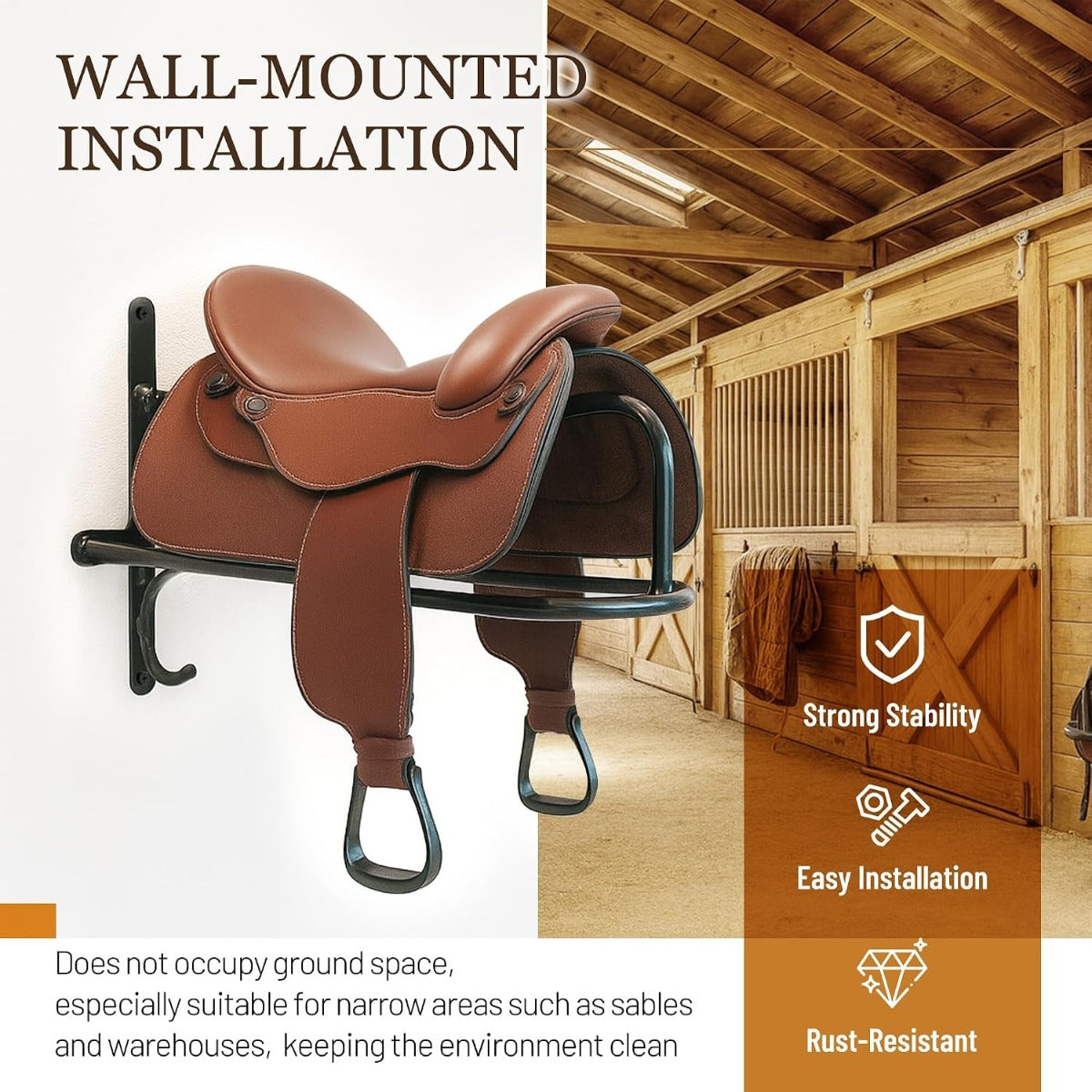 4Pcs Saddle Rack Wall Mounted 22.3 x 11.1 x 8.6 Inch for Horse | Enthusiast, Heavy-Duty Saddle Rack Stand for English and Western Style Saddle Pad Rack, Horse Tack Storage