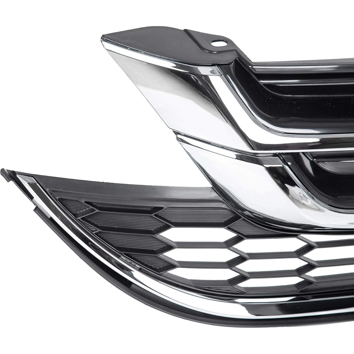 Front Upper Bumper Hood Grill & Lower Mesh Chrome Grille Compatible with 2010-2011 Honda CRV CR-V