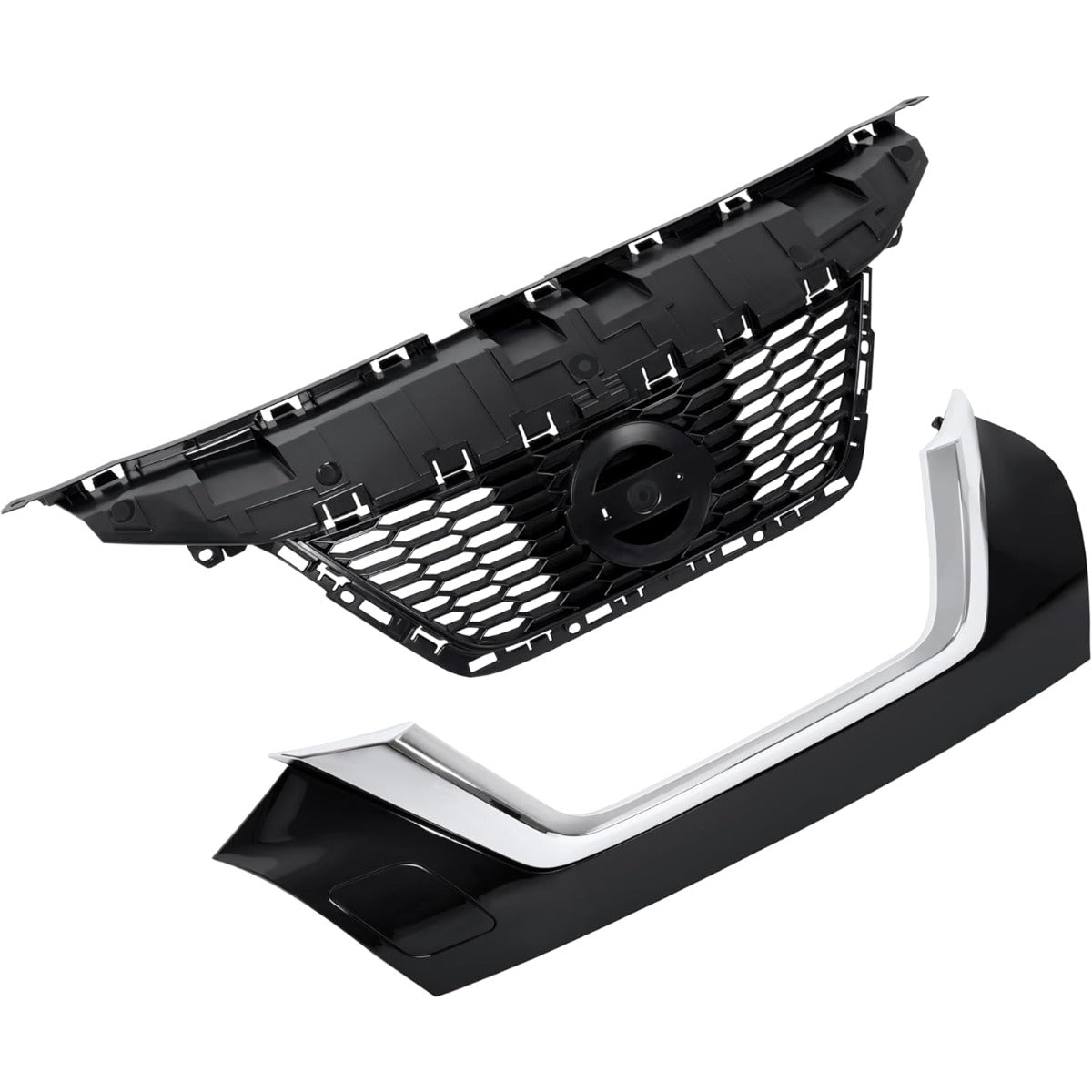 Front Grill Assembly Compatible with 2020-2022 Nissan Versa S SR SV 623105EF1A NI1200311 620705EE0A NI1200306 Bumper Grille W/O radar hole Painted&Chrome