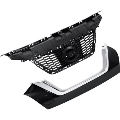 Front Grill Assembly Compatible with 2020-2022 Nissan Versa S SR SV 623105EF1A NI1200311 620705EE0A NI1200306 Bumper Grille W/O radar hole Painted&Chrome