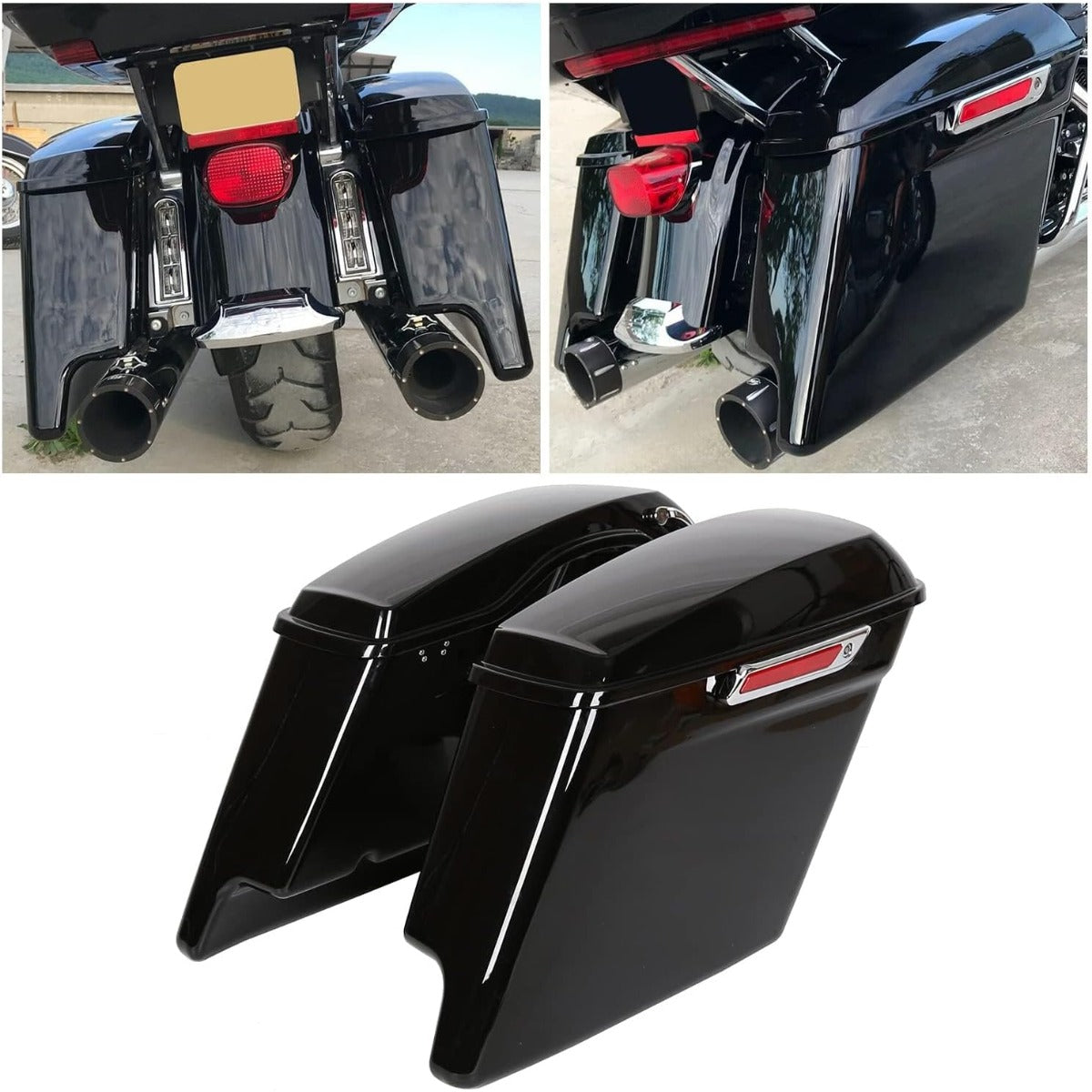 Hard Saddlebags Saddle Bags W/Latch Kit for 2014-UP Harley Davidson Touring Models Road King Street Glide Ultra Electra Glide FLT FLHT FLTRX FLHR