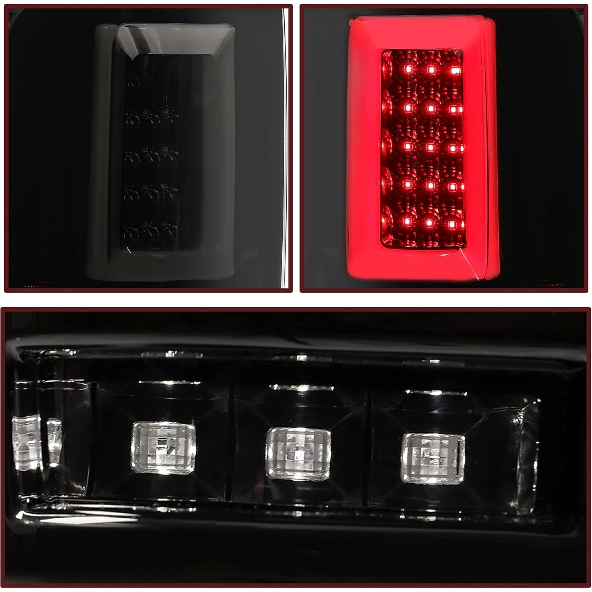 KUAFU Tail Lights Pair Compatible with 2004-2008 Ford F150 Pickup LED Tube Bar Rear Taillights Tail Rear Lamp Brake Signal Black Housing & Smoke Lens Replacement for 5L3Z13405CA 5L3Z13404CA
