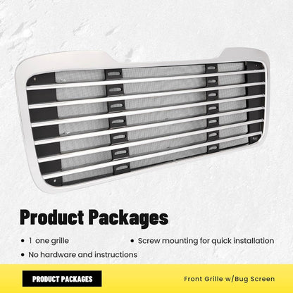 Front Grille Compatible with 2002-2022 Freightliner M2 Business Class 100 106 112 1714787000 A1714787001 Bumper Grill w/Bug Screen Chrome+Painted